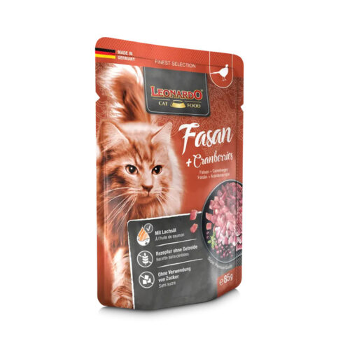 Leonardo Pouch Pheasant & Cranberries Υγρή Τροφή Γάτες Φασιανός & Cranberries 85g