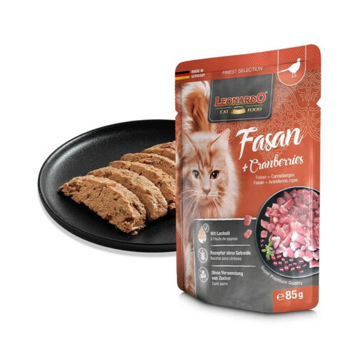 Leonardo Pouch Pheasant & Cranberries Υγρή Τροφή Γάτες Φασιανός & Cranberries 85g