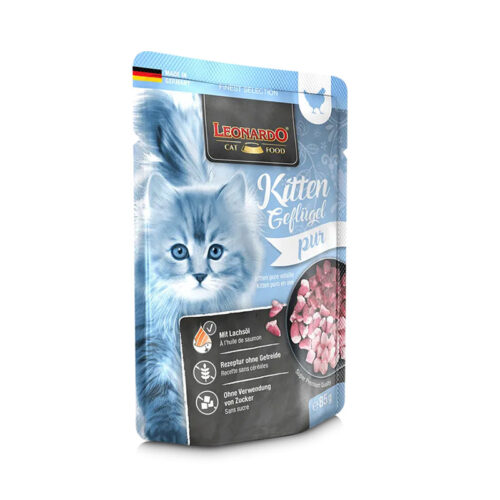 Leonardo Pouch Poultry Pure Kitten Υγρή Τροφή Για Γατάκια Πουλερικά 85g