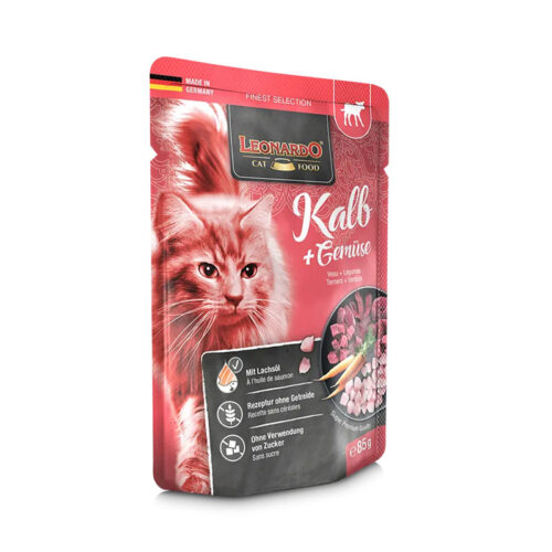 Leonardo Pouch Veal & Vegetables Υγρή Τροφή Γάτες Μοσχάρι & Λαχανικά 85g