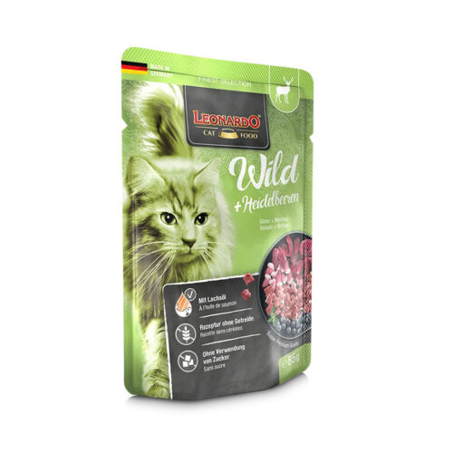Leonardo Pouch Wild & Blueberries Υγρή Τροφή Γάτας Κυνήγι & Μύρτιλα 85g