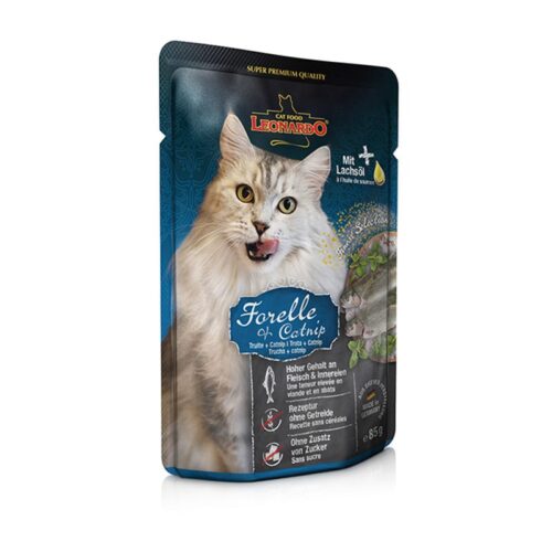 Leonardo Finest Selection Pouches Υγρή Τροφή Γάτες Πέστροφα & Catnip