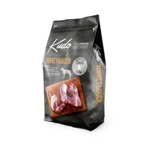 Kudo Turkey & Duck Junior Medium & Maxi Ξηρά Τροφή Σκύλων Γαλοπούλα & Πάπια