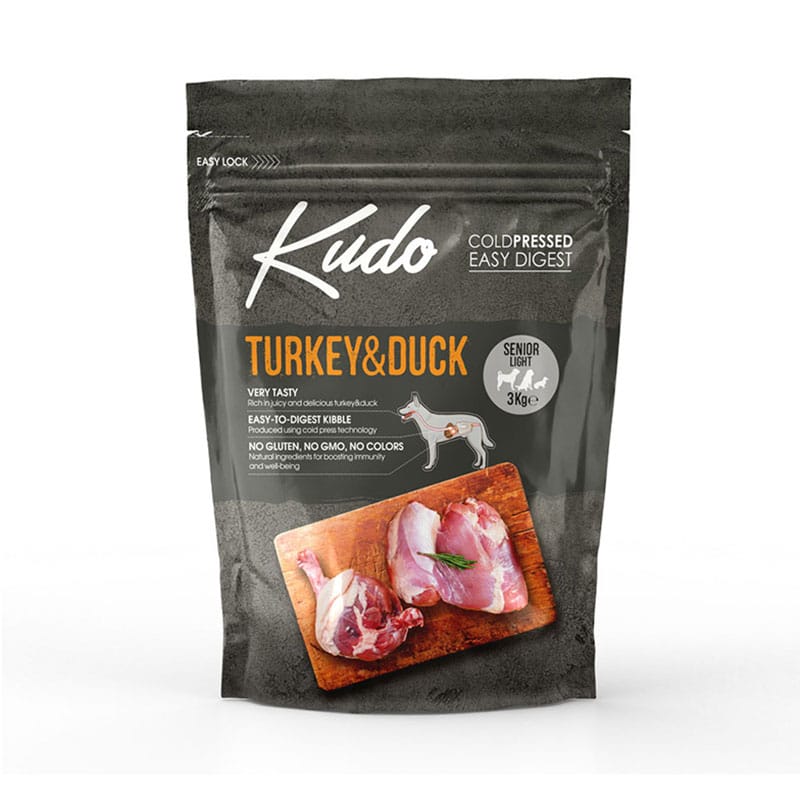 Kudo Turkey & Duck Senior & Light All Breeds Ξηρά Τροφή Σκύλων Γαλοπούλα & Πάπια