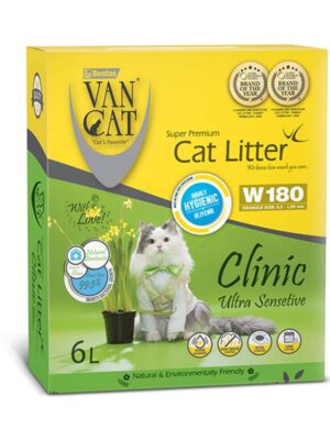 Van Cat Clinic Ultra Sensitive Antibacterial Άμμος Γάτας Χωρίς Άρωμα 6Lt