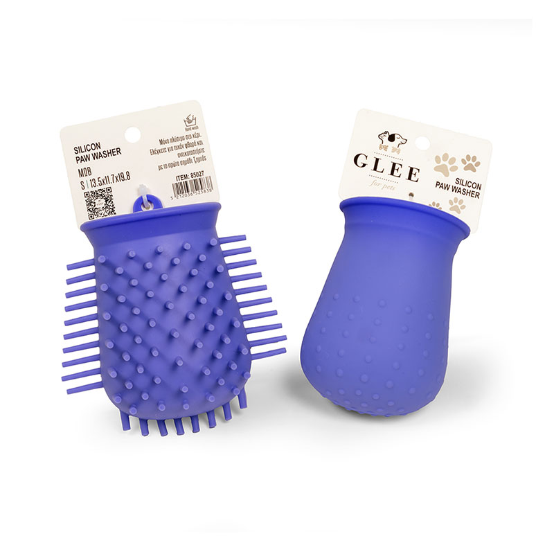 Glee Silicon Paw Washer Καθαριστικό Για Πατούσες & Βούρτσα Σιλικόνης Μωβ